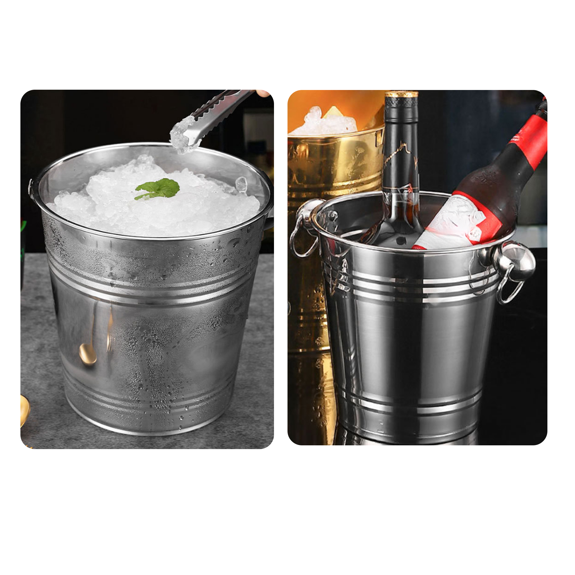 Versatile 4L Stainless Steel Beer Wine Ice Bucket 4
