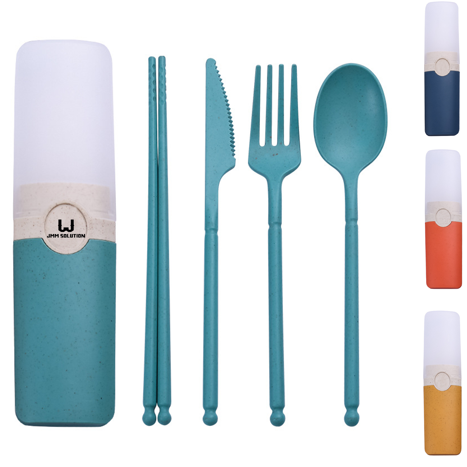 4 Pcs Food Grade Wheat Straw Tableware Set w/ Box 2