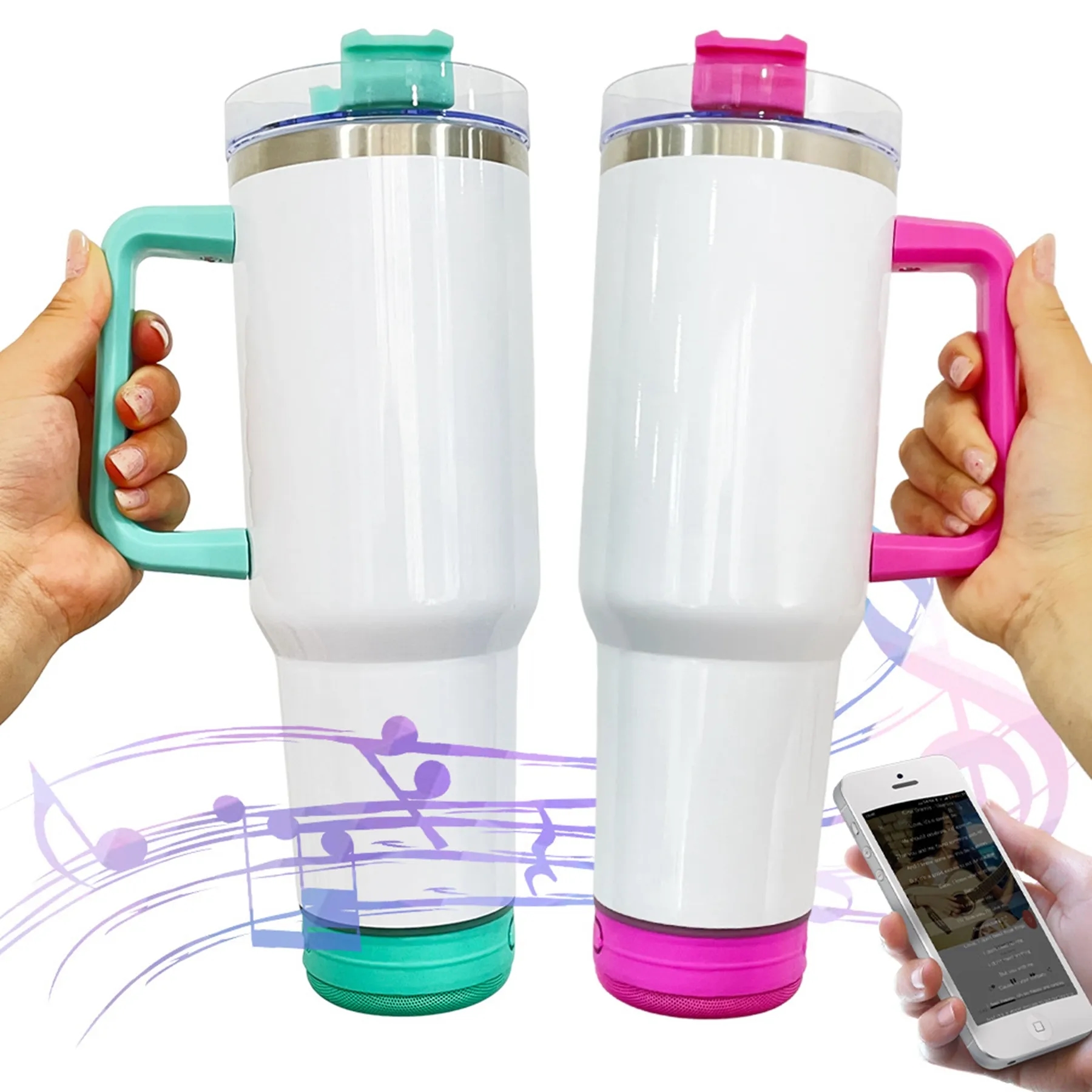 40 Oz. Double Wall Tumbler with Wireless Speaker and Handle 3