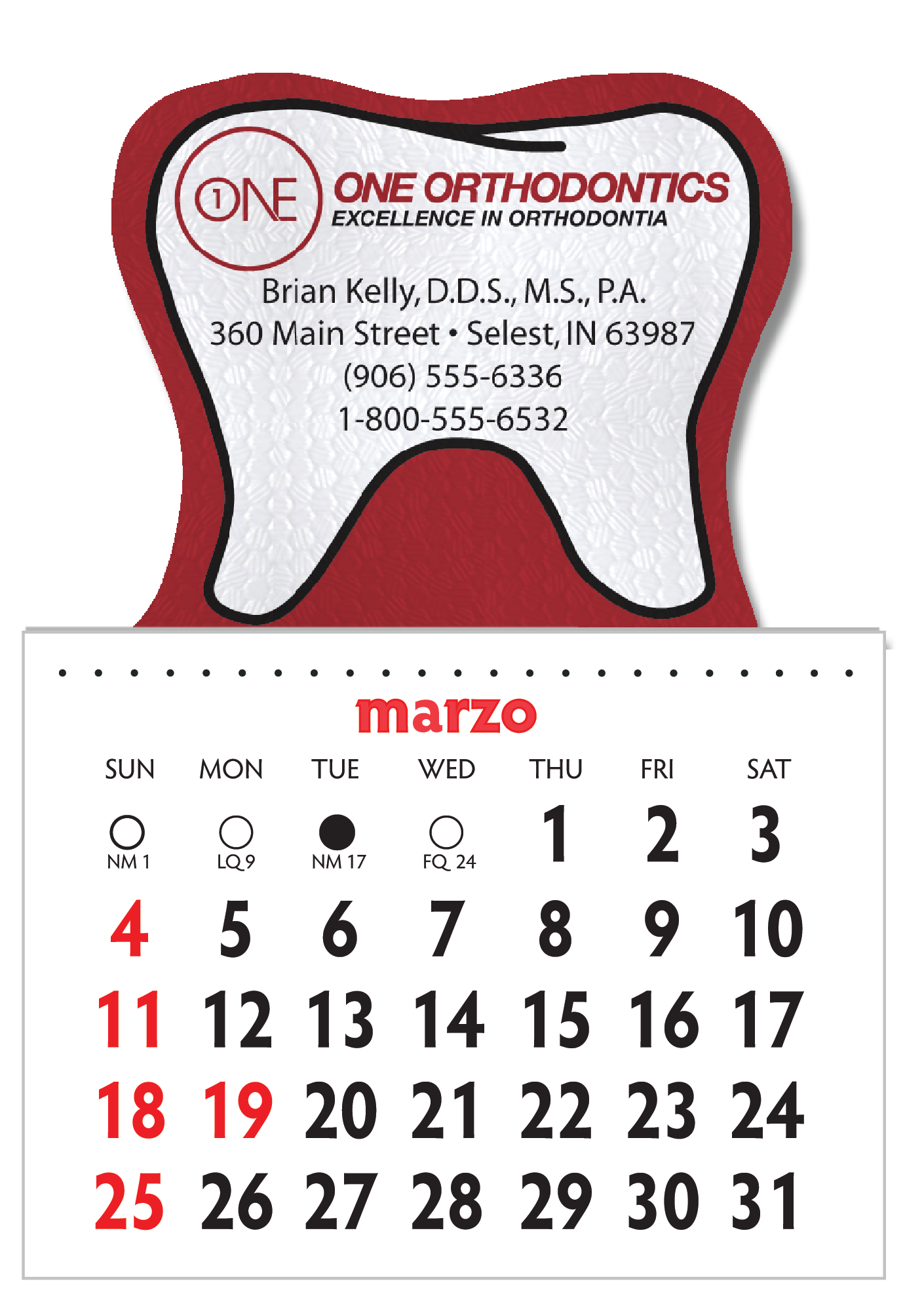 Designer Shaped Kwik-Stik 6 Mil Smooth Vinyl Spanish Calendar w/ Tooth Top 2