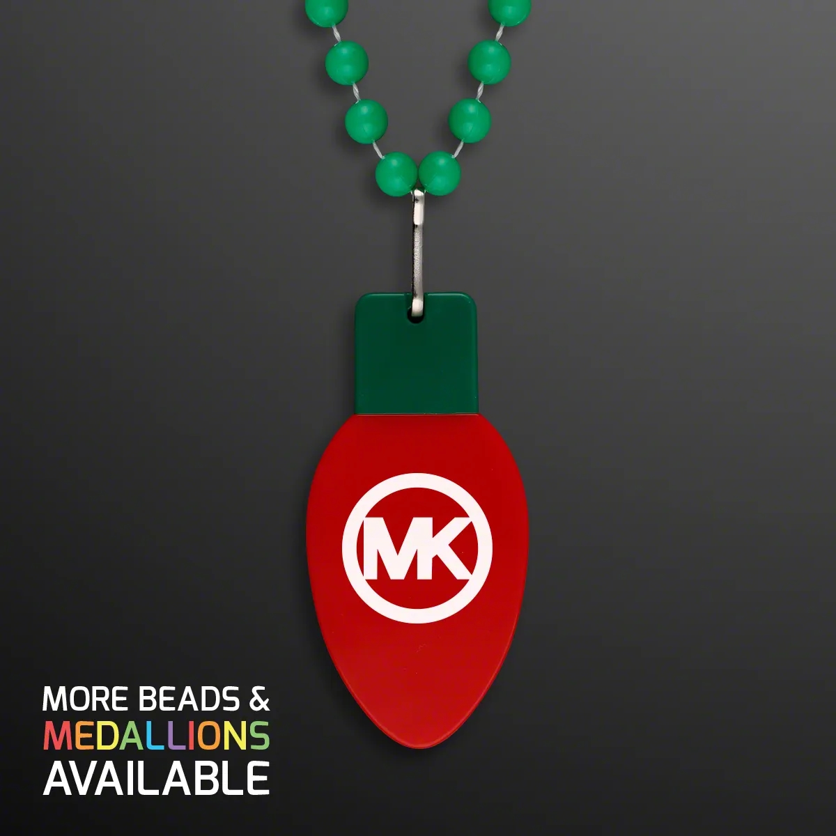 Red Bulb Medallion on Green Beads (NON-LIGHT UP) 1