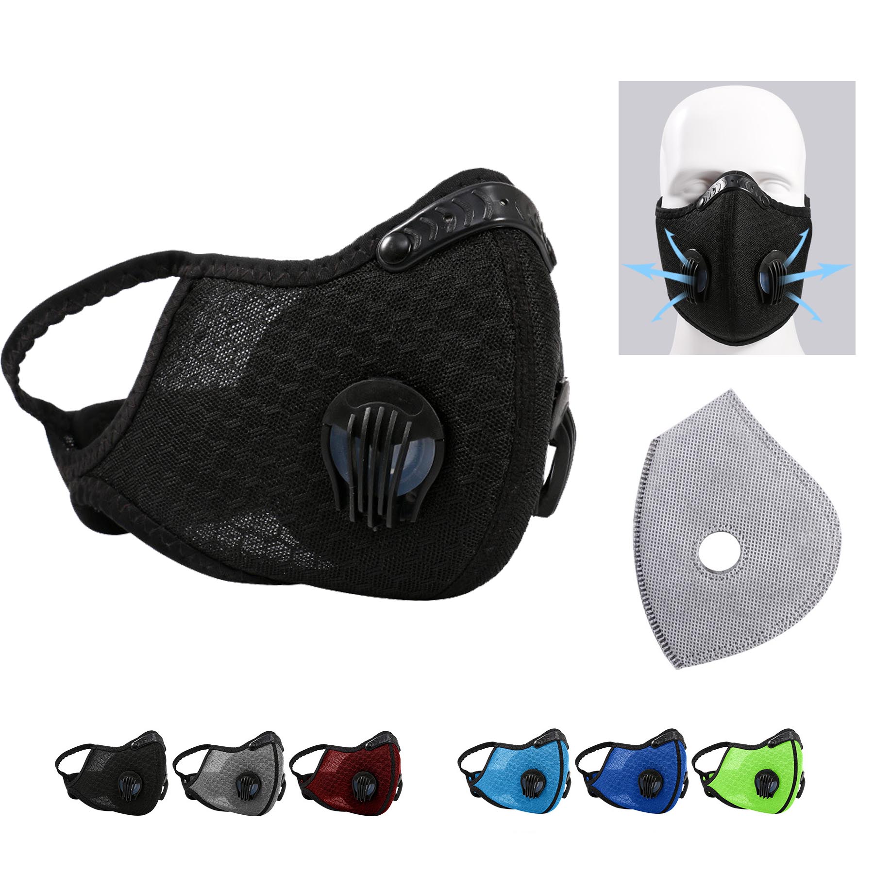 Cycling Neoprene Half Mask With 2 Valves 1