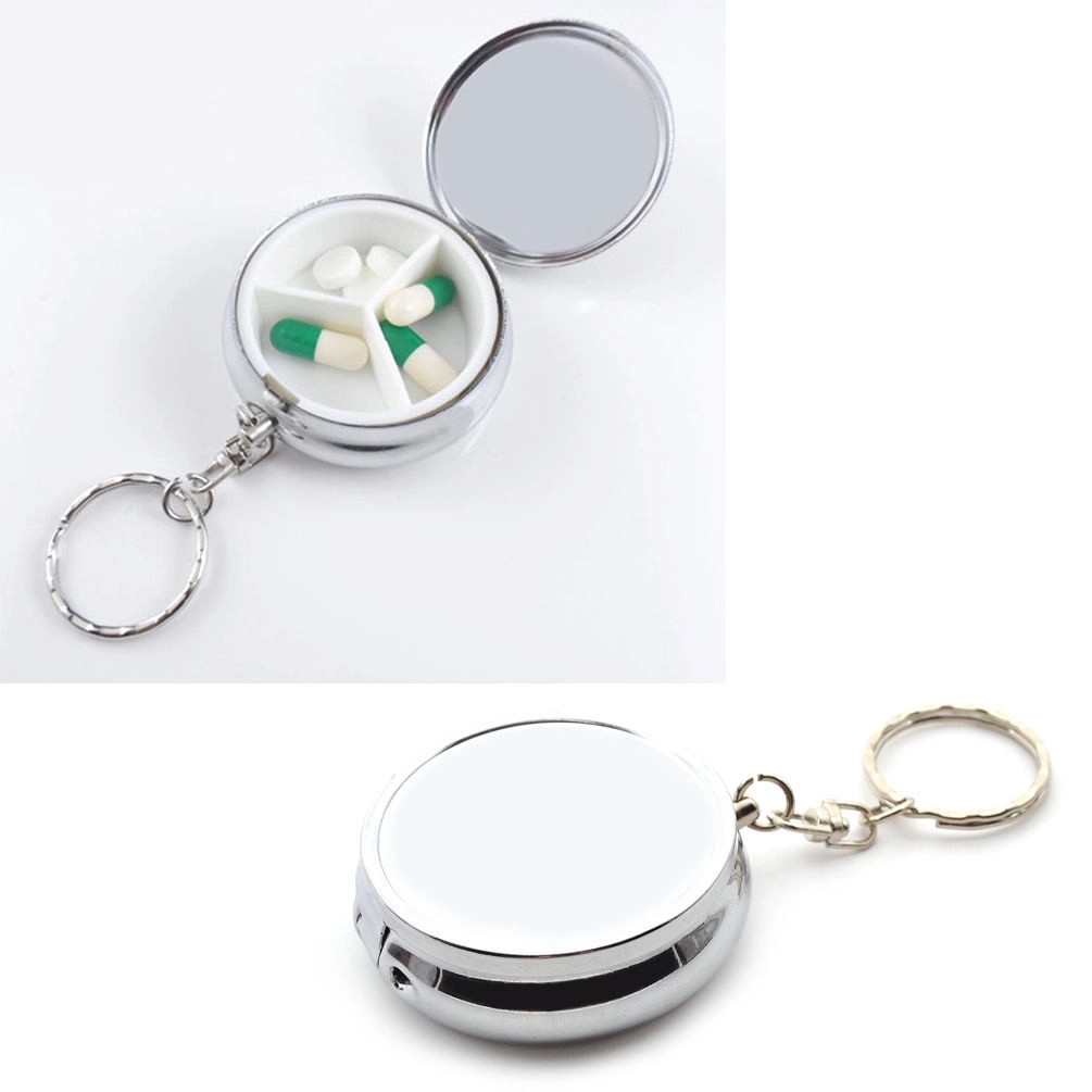 Round Metal Pill Case with Keychain 1