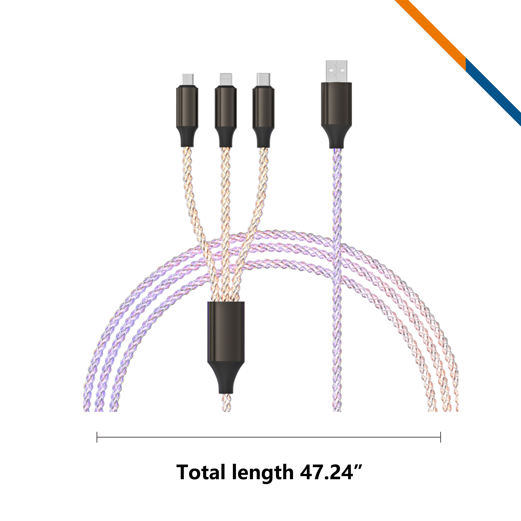 Viblux 3in1 Gradient Light Fast Charging Data Transfer Cable 2
