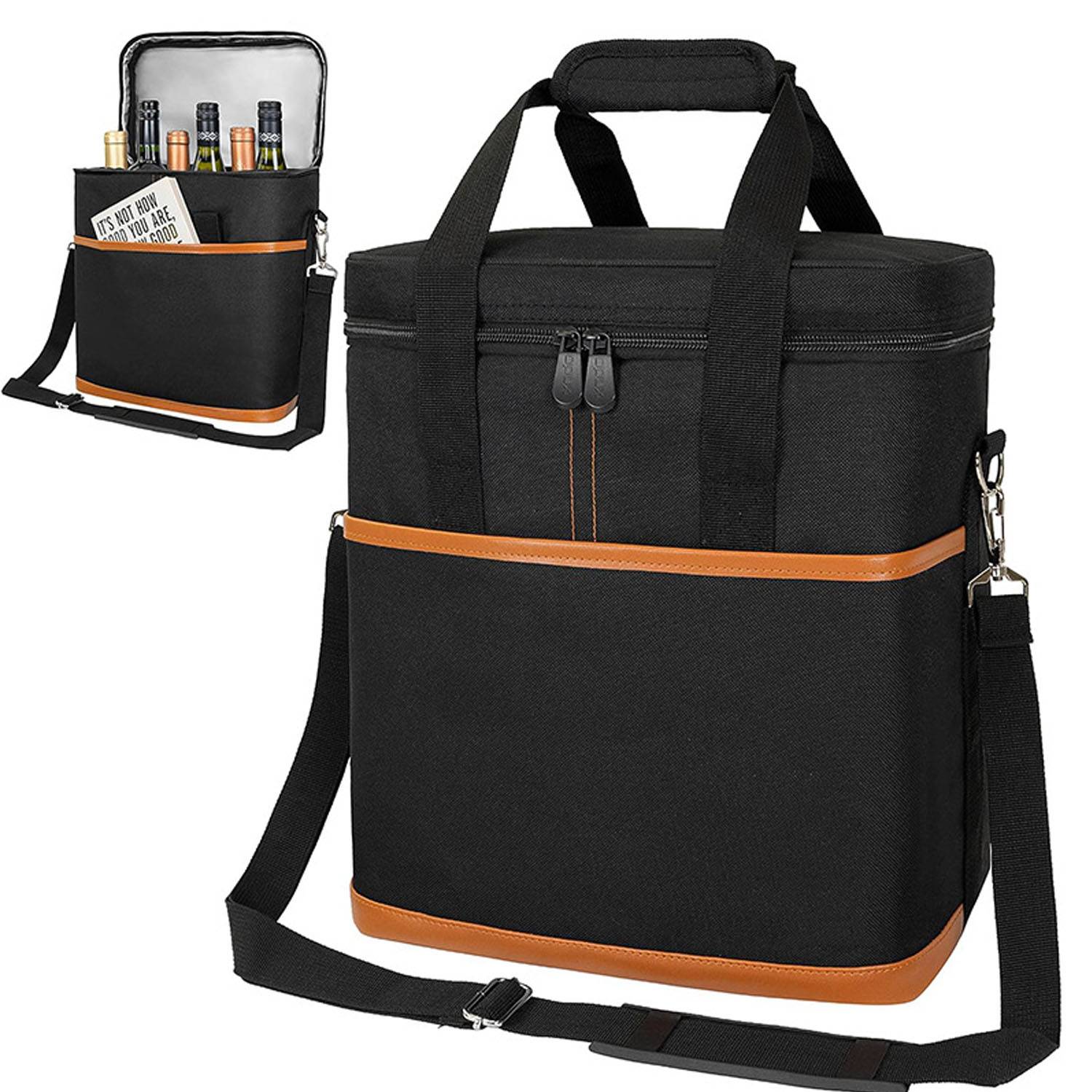 6 Wine Bottle Carrier Tote-Insulated Padded 3