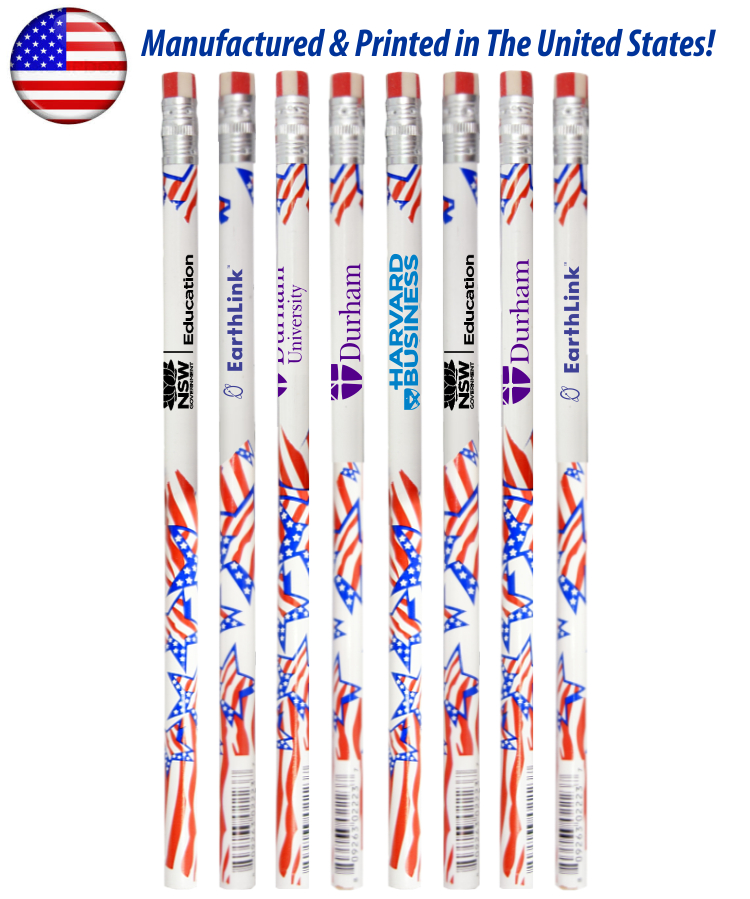 Patriotic Foiled Pencil W/ Red & Blue Stars 1