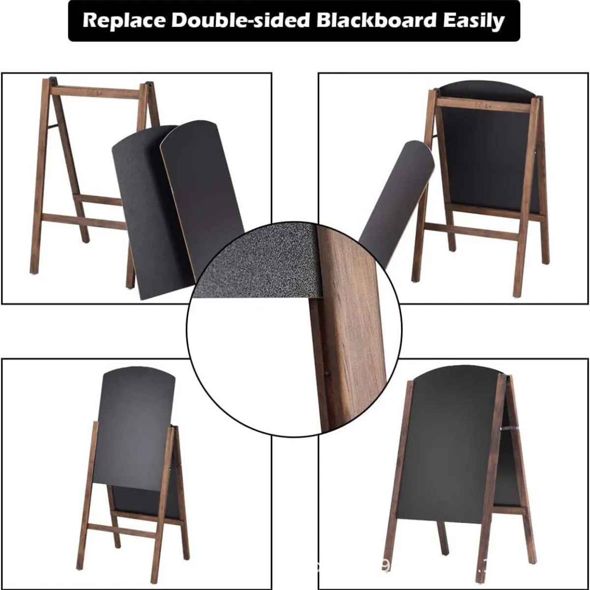 Wood Double-Sided Standing A-Frame Sidewalk Chalkboard Sign 3