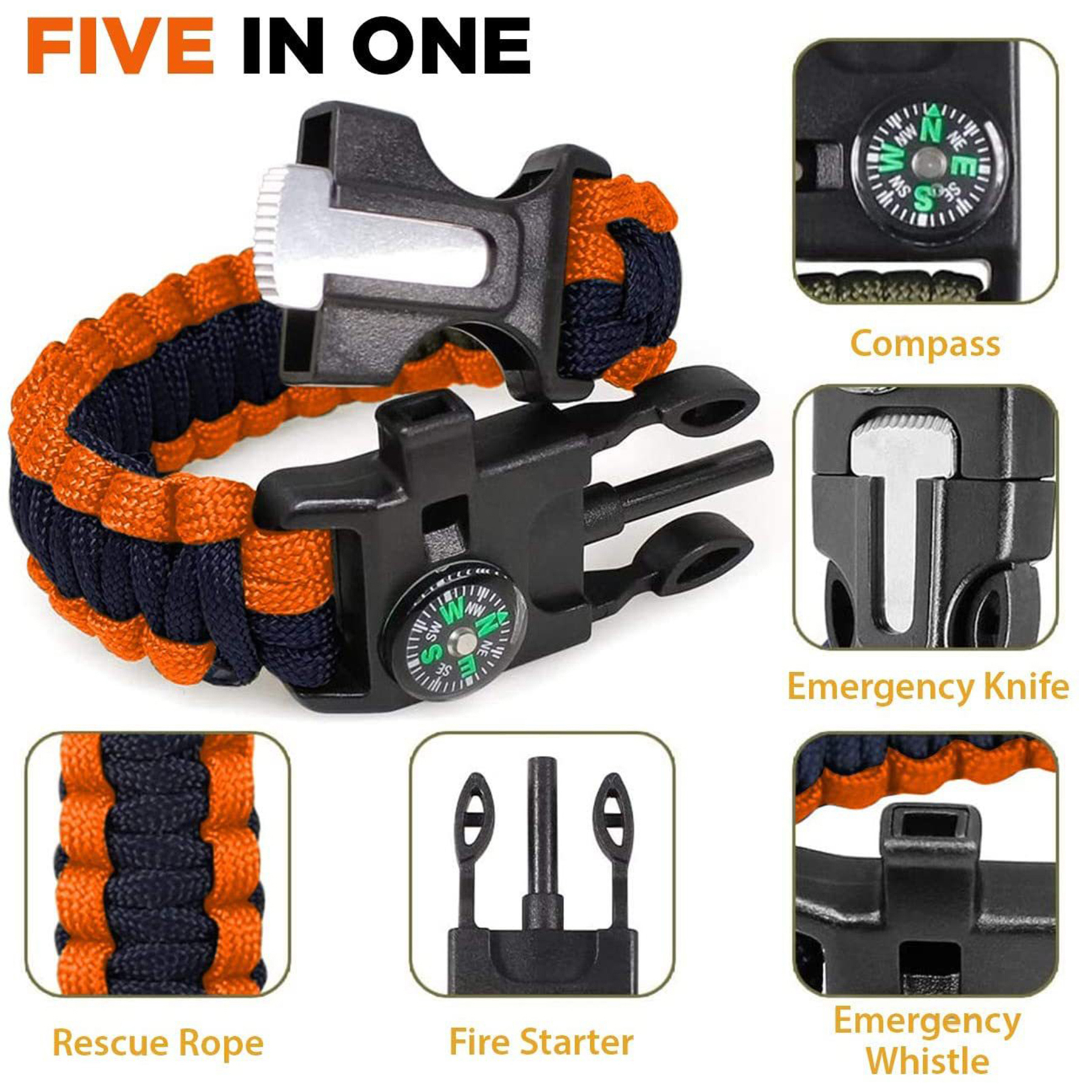Camping Safety Survival Paracord Bracelet 3