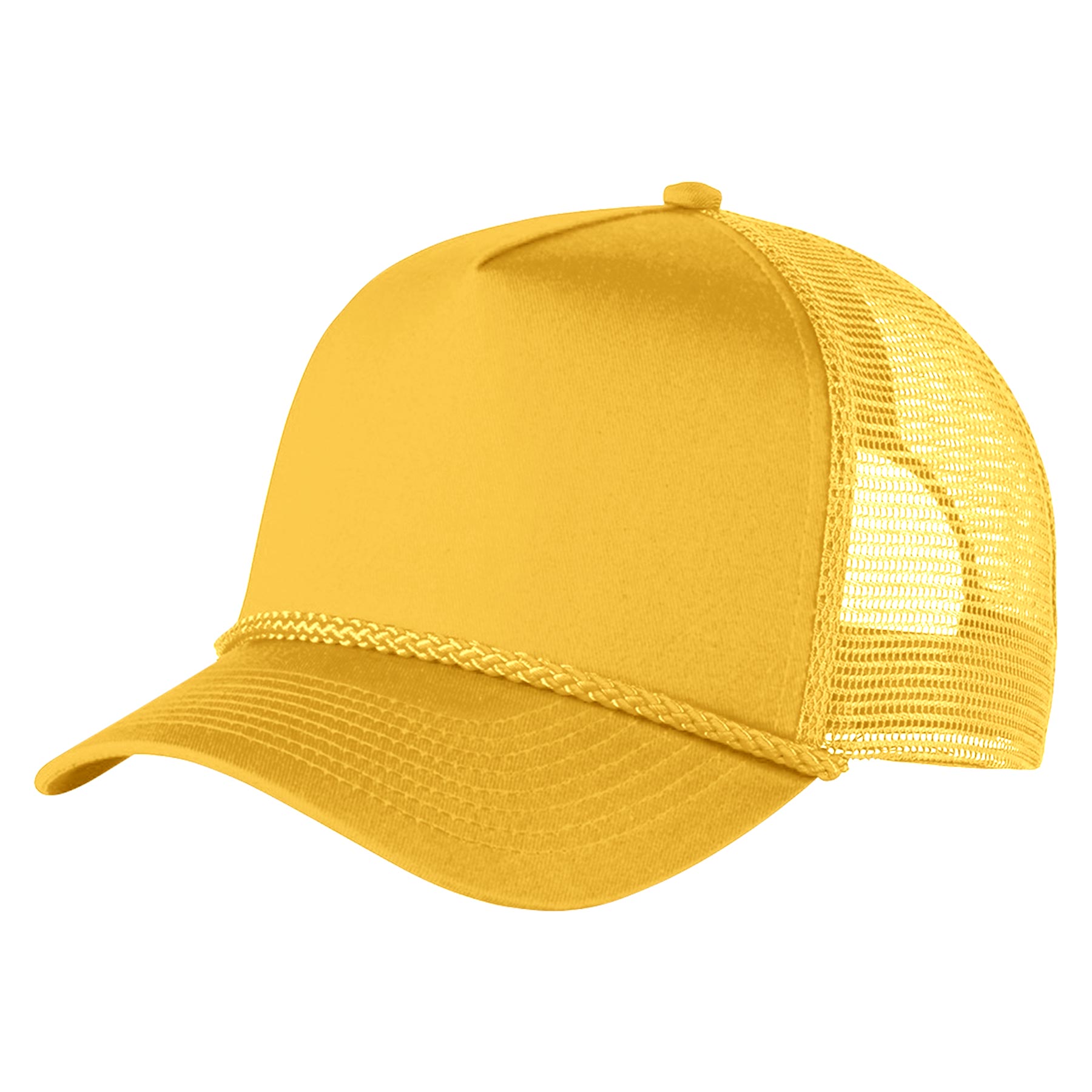 Structured 5 Panel Curved Bill Trucker Cap with Rope 7