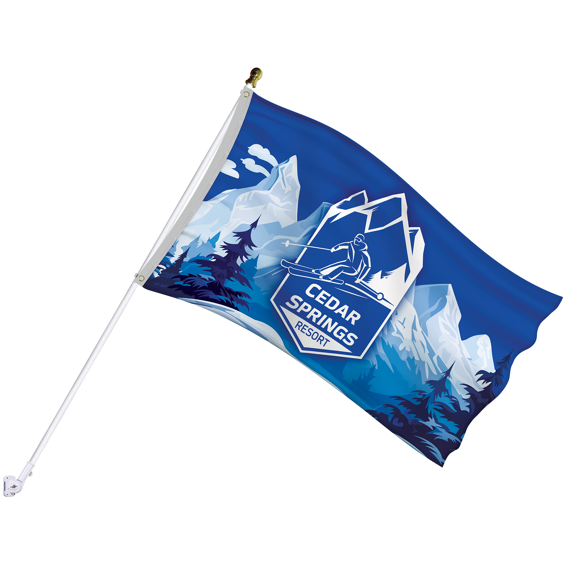 Deluxe Kit with 3' x 5' Flag and White Bracket 2