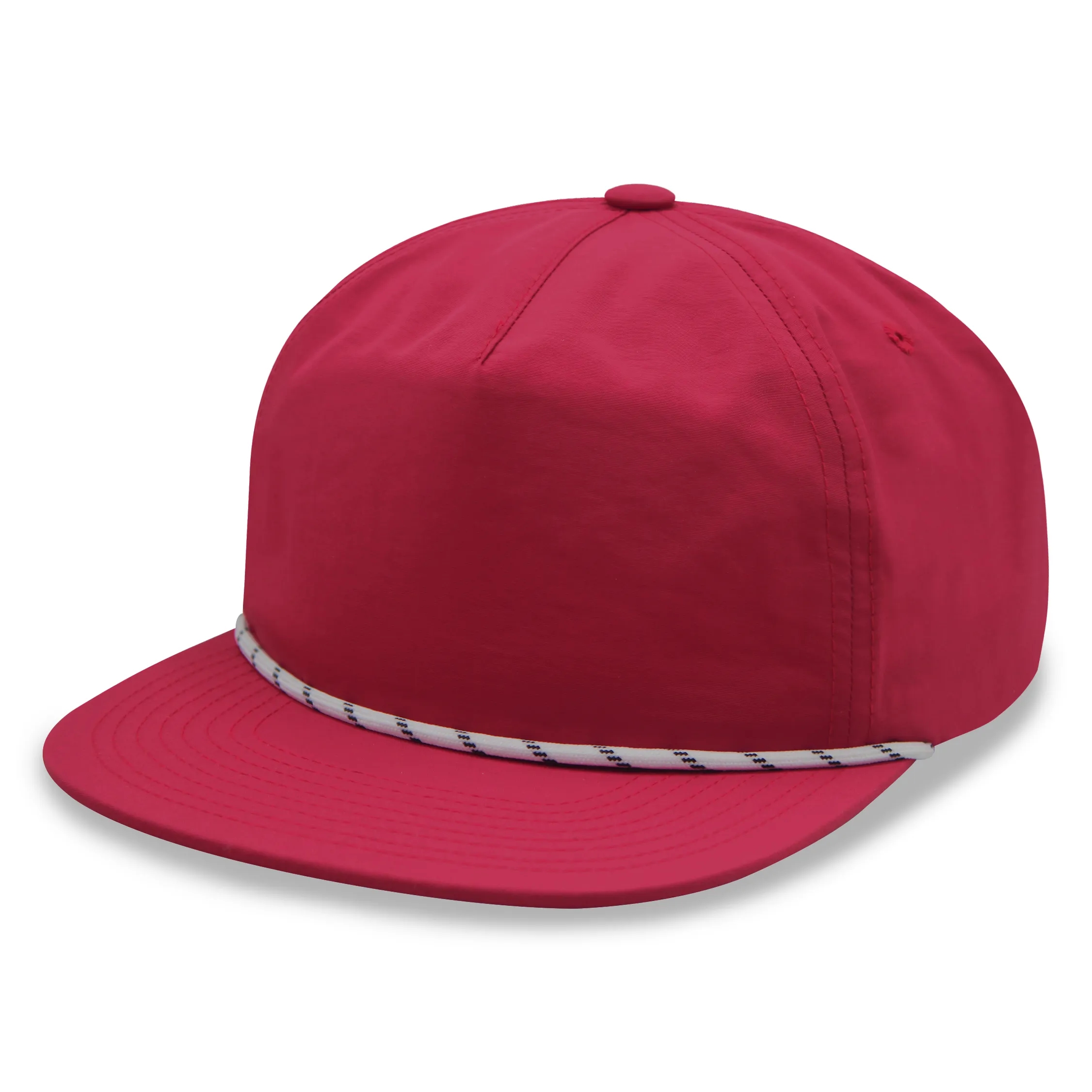 Waterproof nylon 5 panel unstructured snapback rope hat