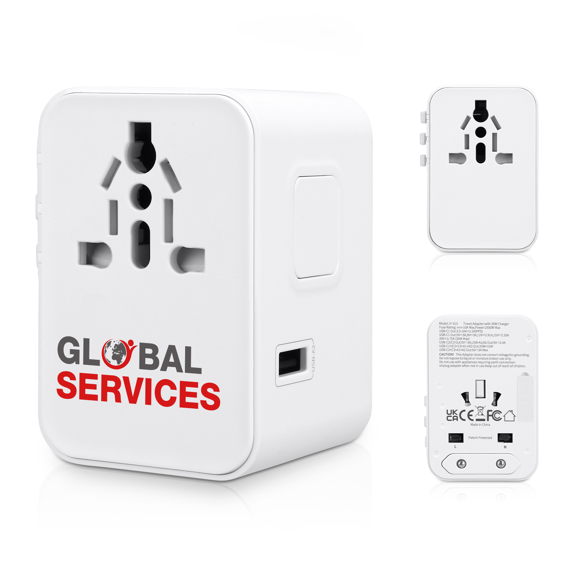 35W Universal Travel Adapter With 5 USB Ports And PD Fast Charging 5