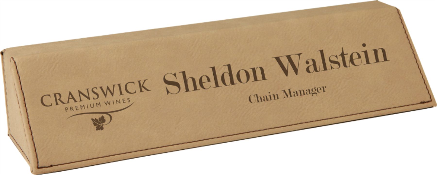 8" Custom Laser Engraved Leatherette Desk Wedge