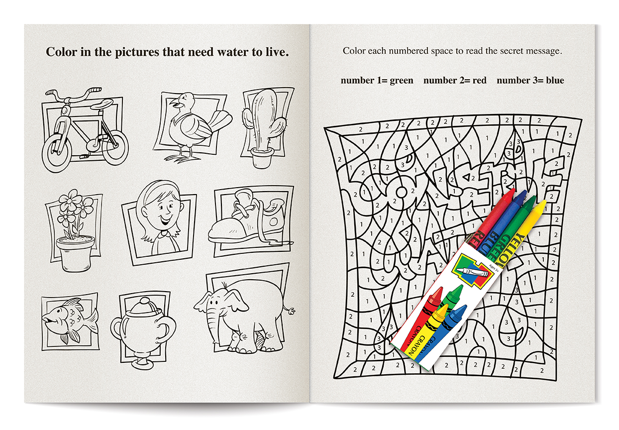 COLORING SET - Learn About Water Conservation Coloring Book Fun Pack 5