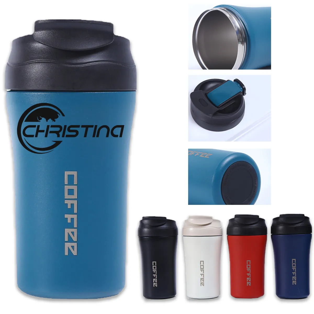 Spill Proof Insulated Travel Coffee Mug With Lid And Straw 2