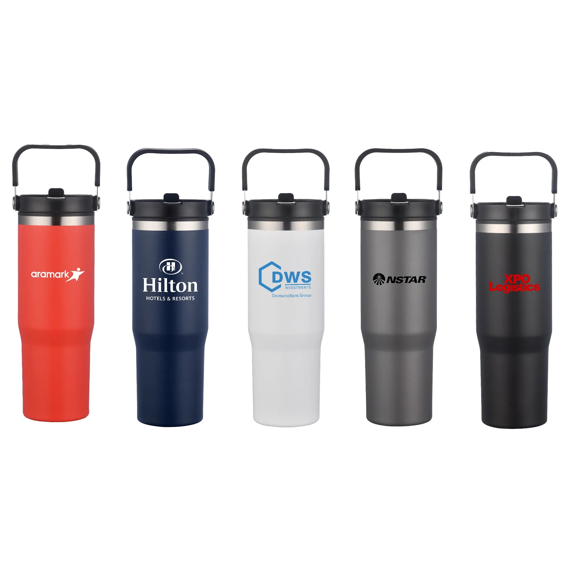 30oz. Double Wall SS / PP Mug with Handle and Flip Straw