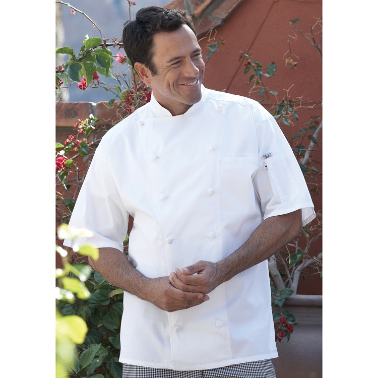 White Master 100% Egyptian Cotton 1/2 Sleeve Executive Chef Coat with 12 Hand-Rolled Buttons 2