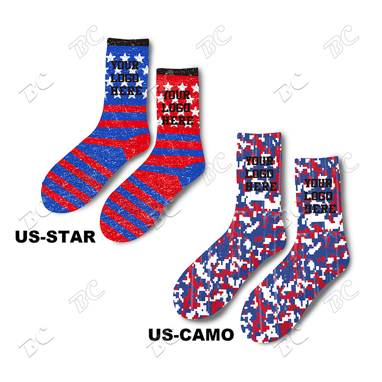 Flag Design Full Color Athletic Crew 8 Inch high Socks 5