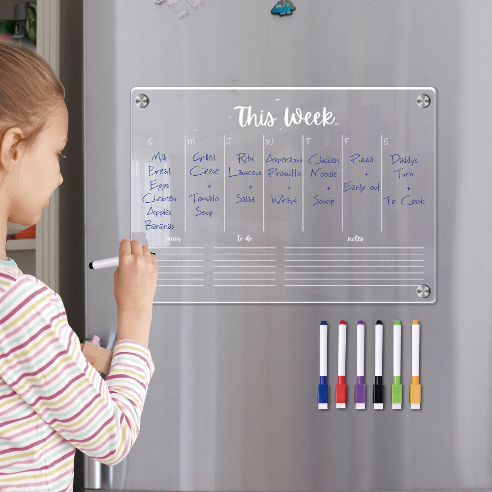 Acrylic Monthly Planner Notepad Erasable Magnetic Fridge Magnet 6