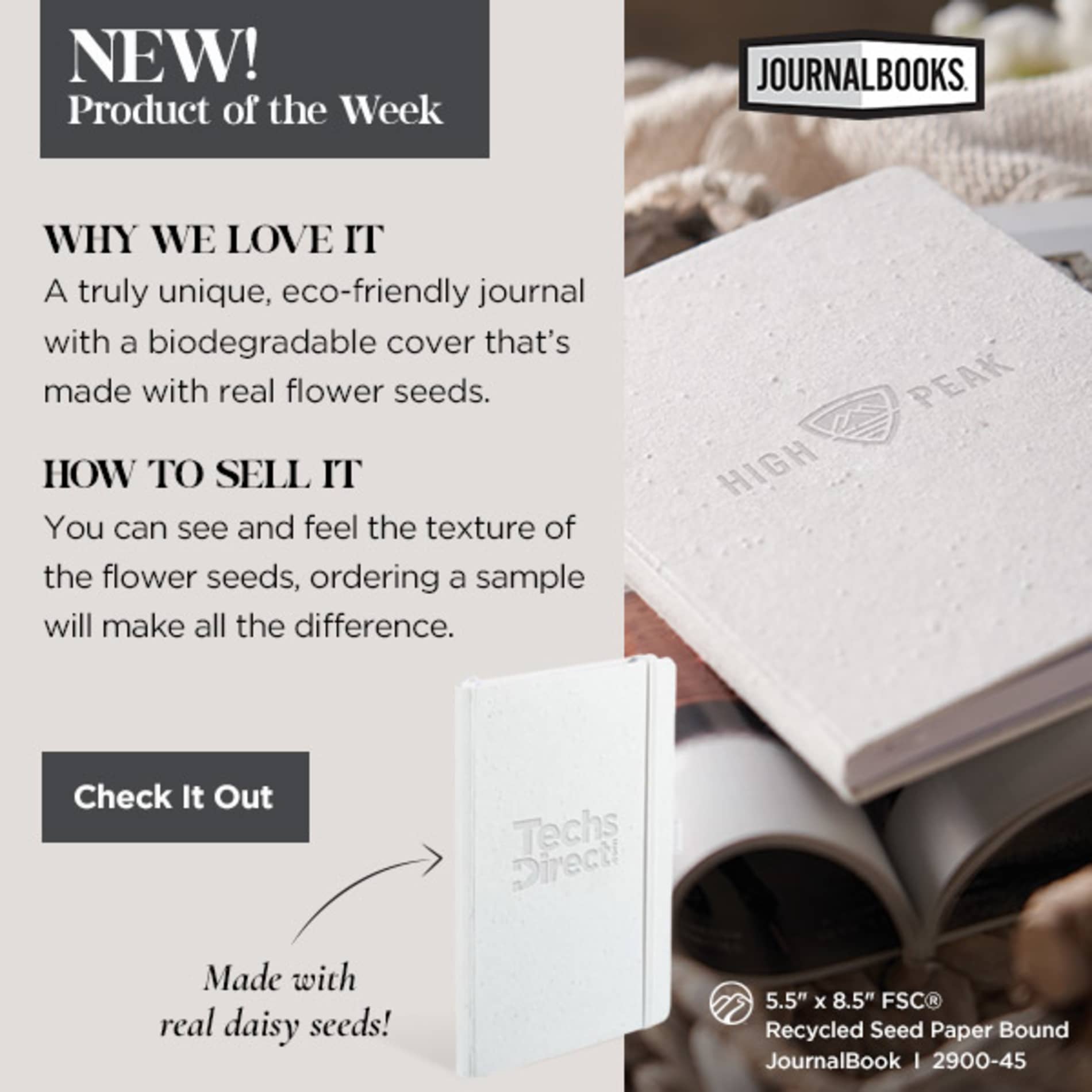 5.5" x 8.5" FSC® Recycled Seed Paper Bound Journal 16