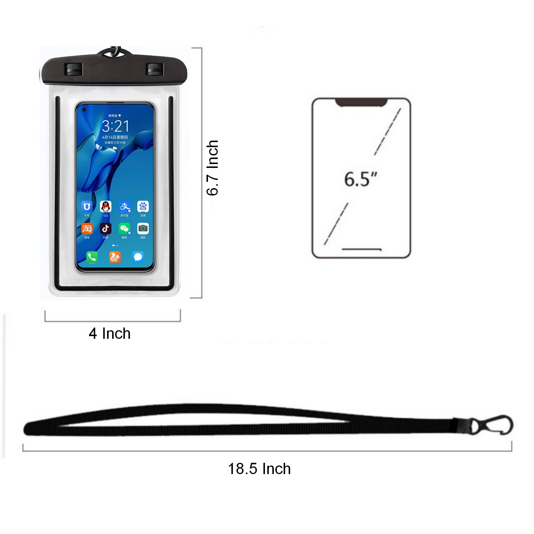 Waterproof Phone Pouch With Lanyard Luminous Phone Dry Bag 12
