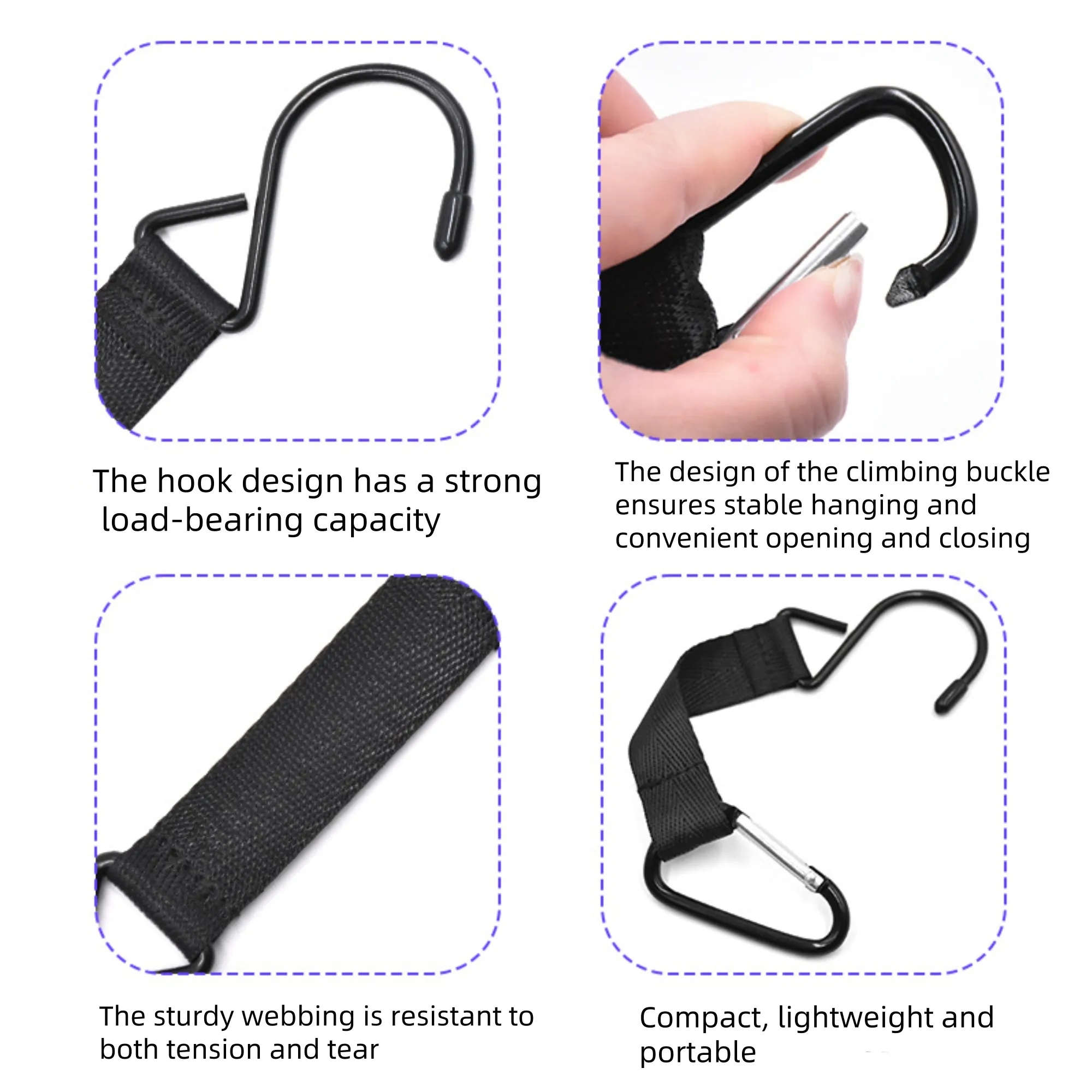 Carabiners With Strap Cimbing Hook For Outdoor Camping 2