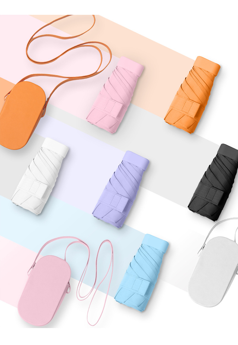 Mini Travel Foldable Sun Umbrella With Case 4