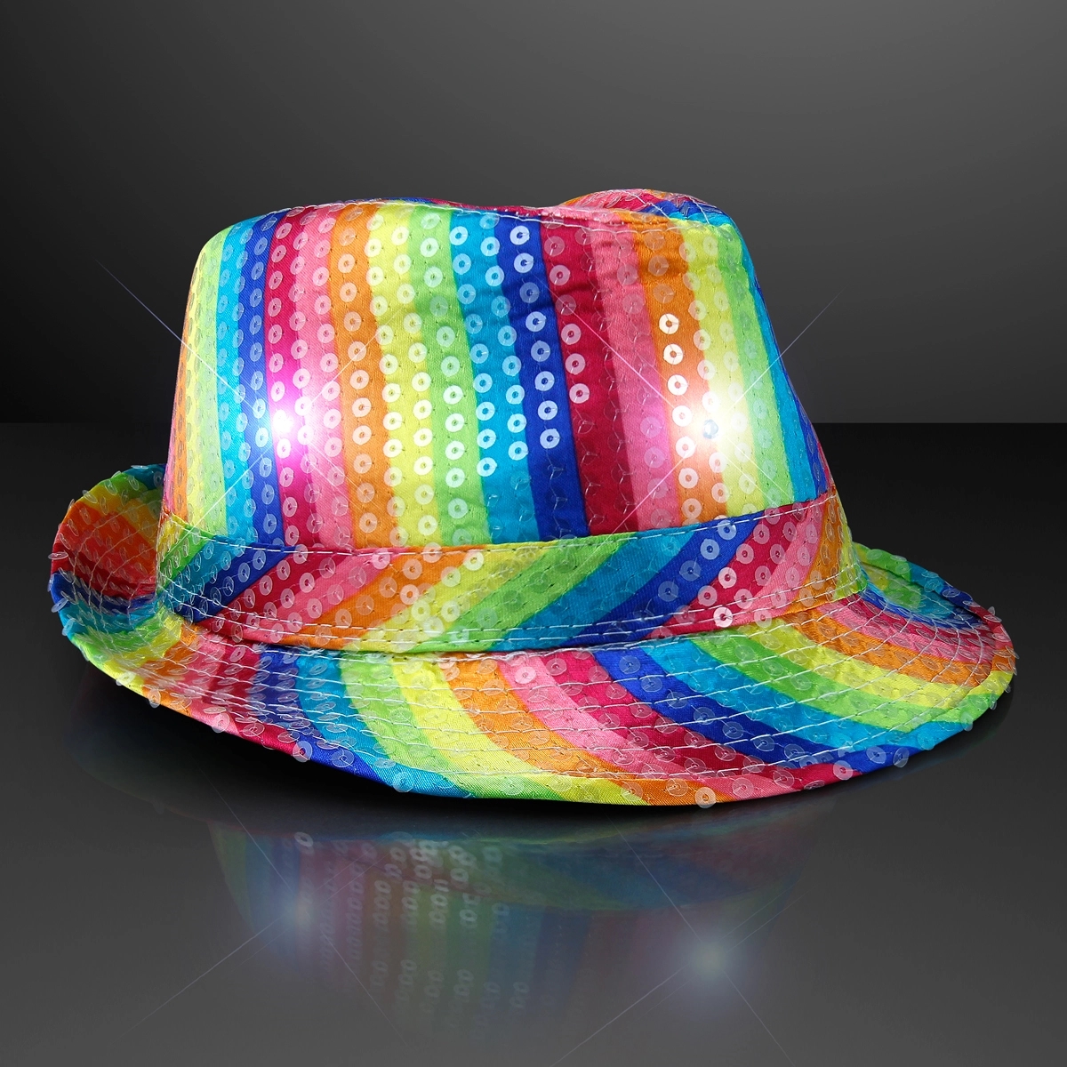 Shiny Single Colored Fedora Hats with Flashing Lights 2