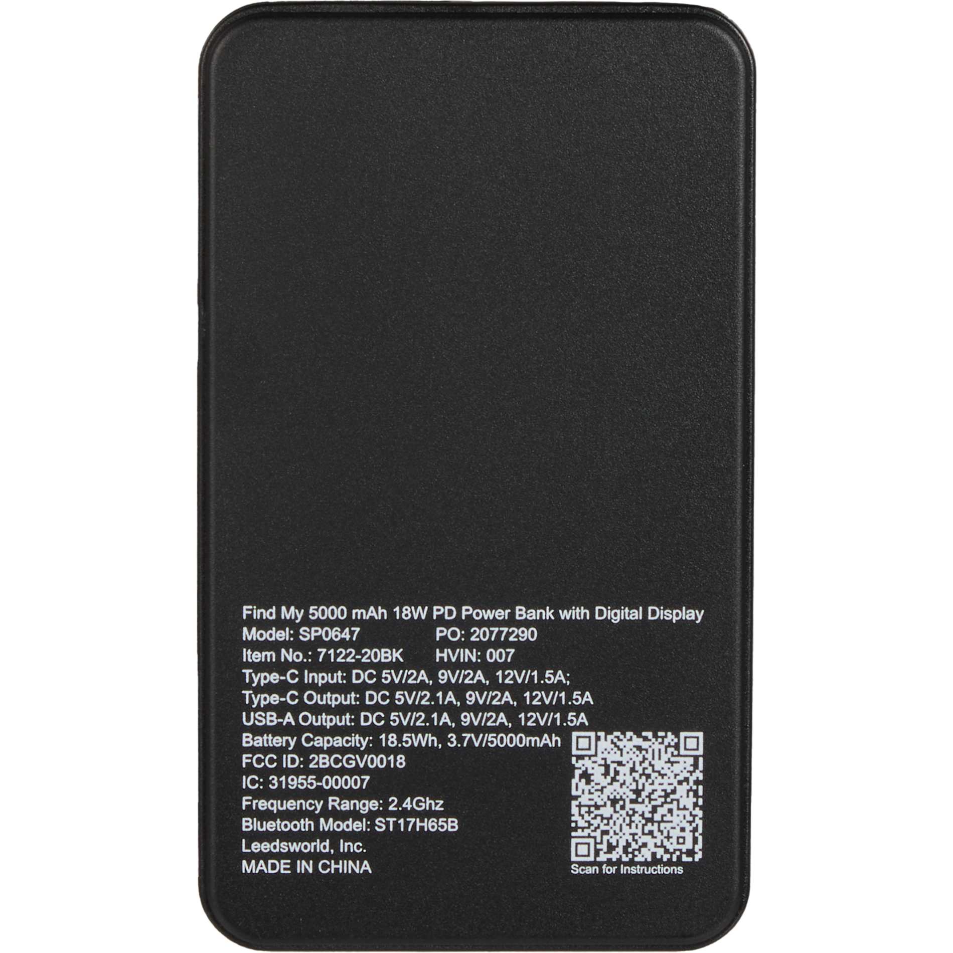 Find My 5000 mAh 18W PD Power Bank/Digital Display 32