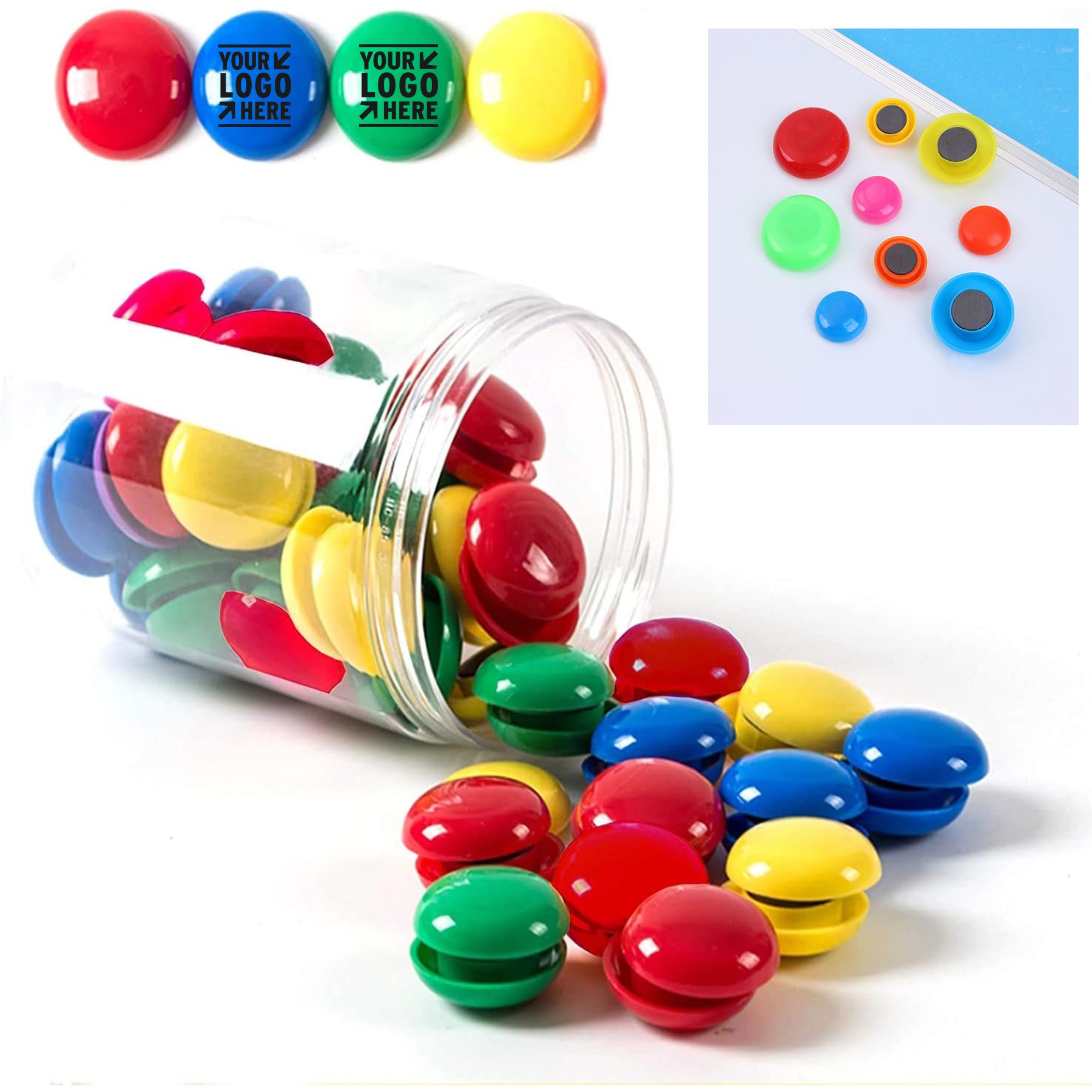 80 Pack 20 mm Round Plastic Covered Magnetic Buttons 2