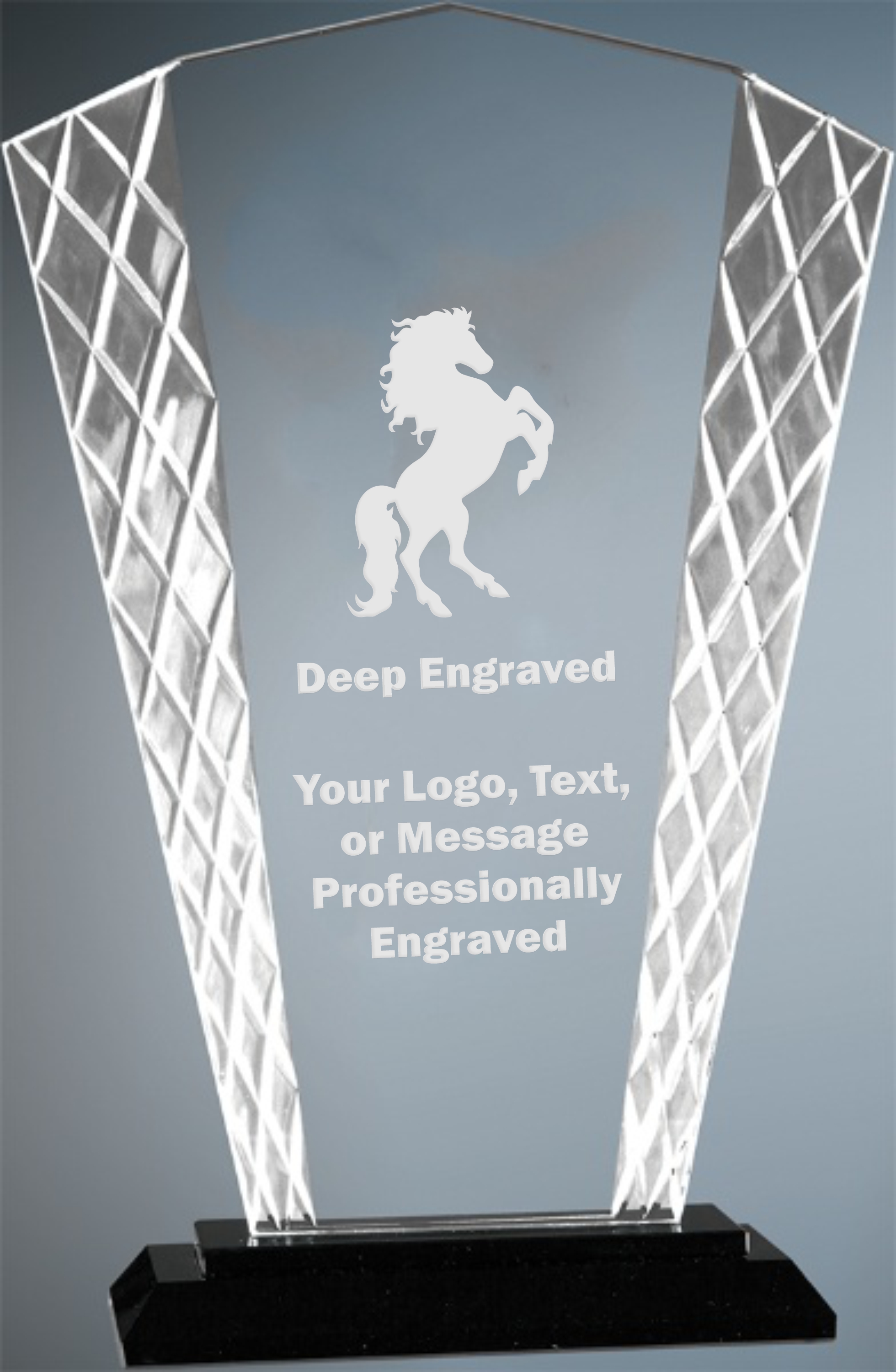 9 1/2" Large Fan Accent Glass Award