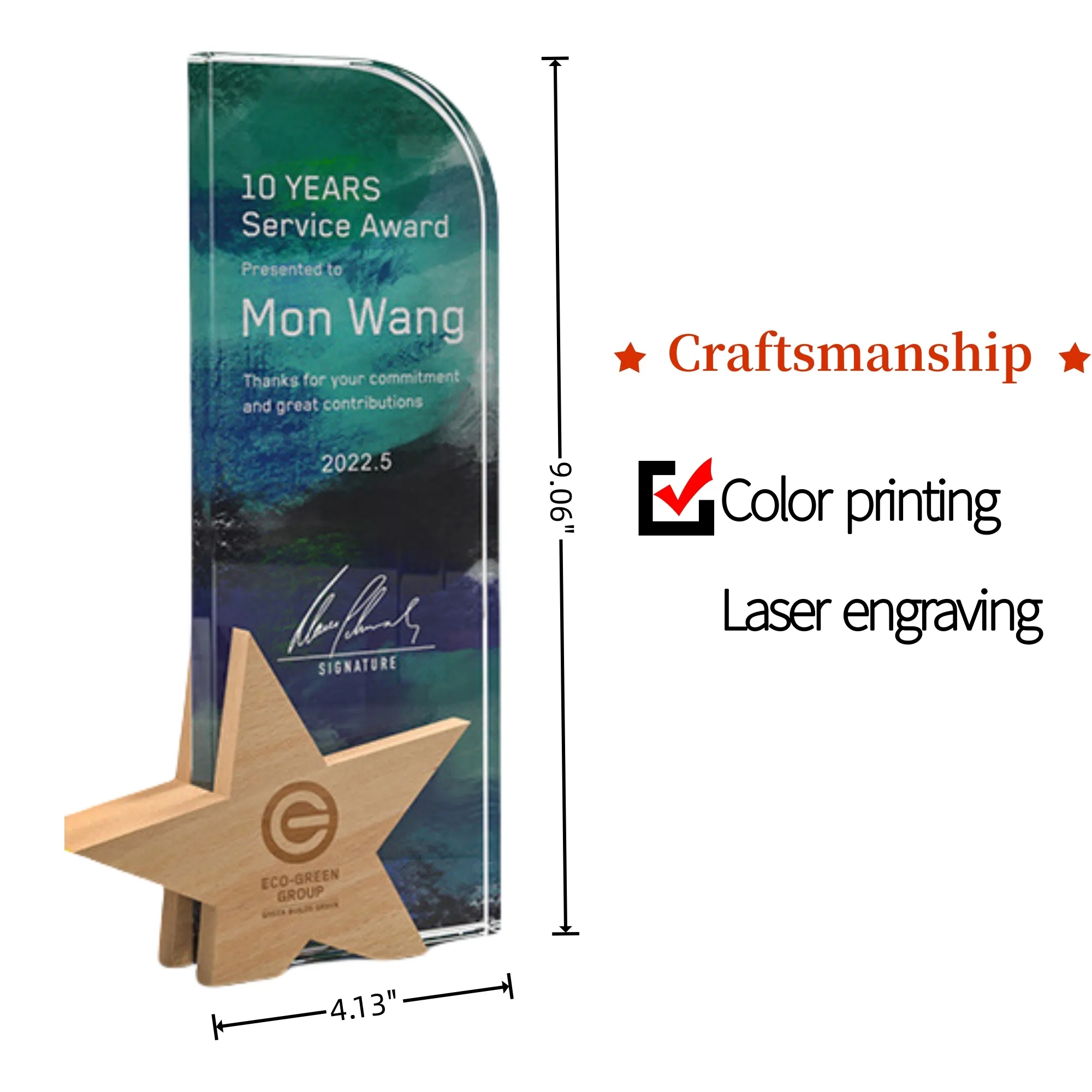 Custom Acrylic Trophy, Colorful Pattern, Service Award 3