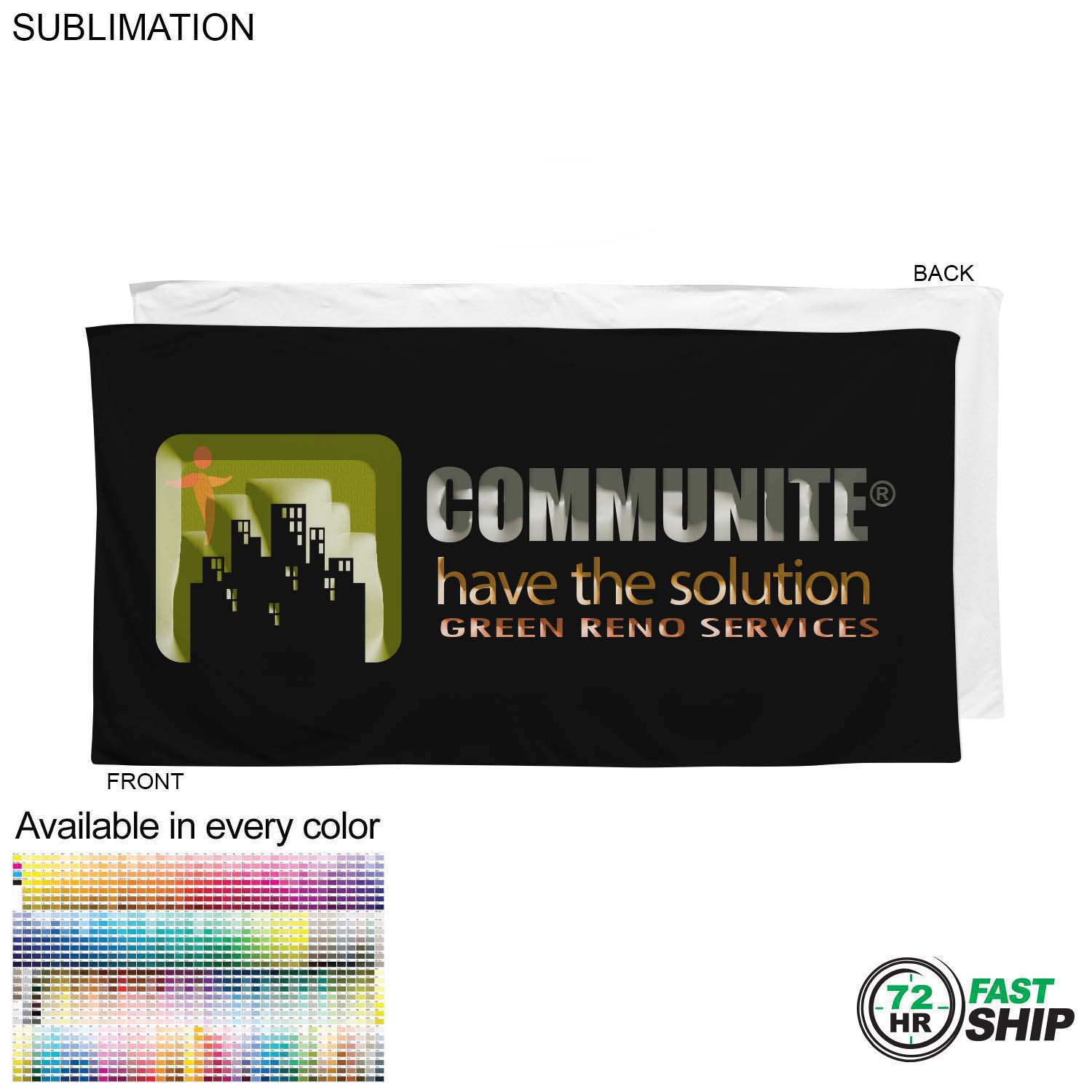 72 Hr Fast Ship - Plush and Soft Velour Terry Cotton Blend Colored Pool Towel, 24x48, Sublimated 4