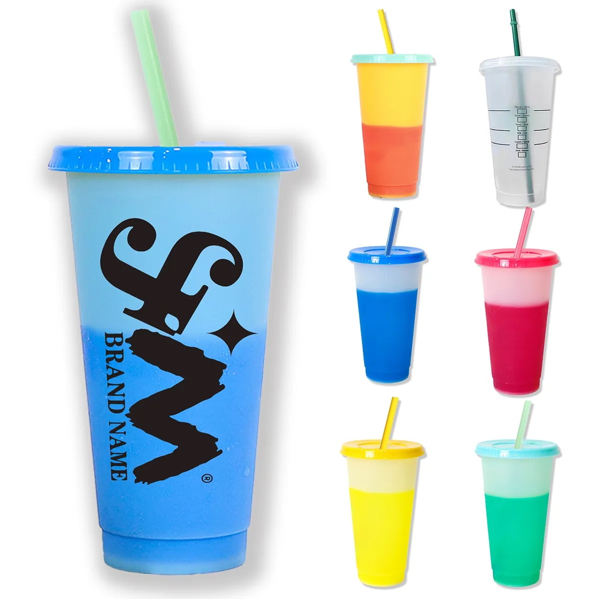 24oz Reusable Color Changing Iced Cups With Lids And Straws 3