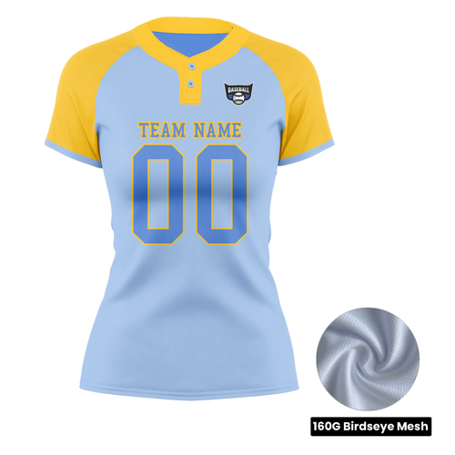 Women's Sublimation 2-Button Baseball Jersey - Birdseye Mesh 3