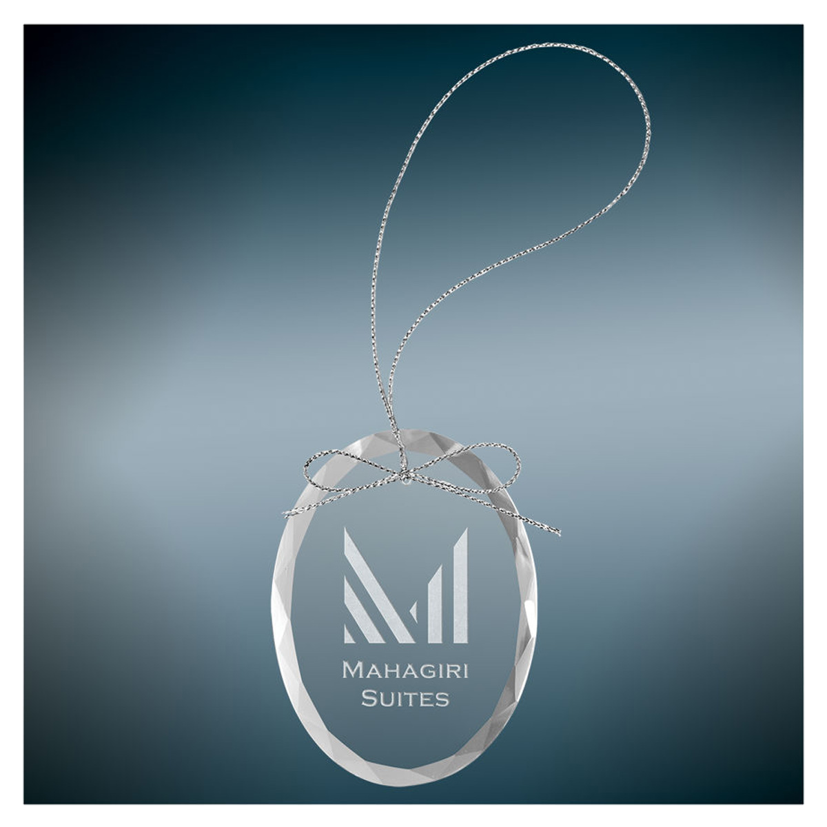 3 1/4" Oval Clear Glass Ornament