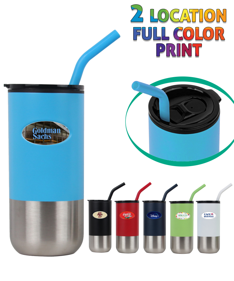 Union Printed - 18oz Double-wall Stainless Steel Tumbler (plastic liner) SS Drinking Straw 6