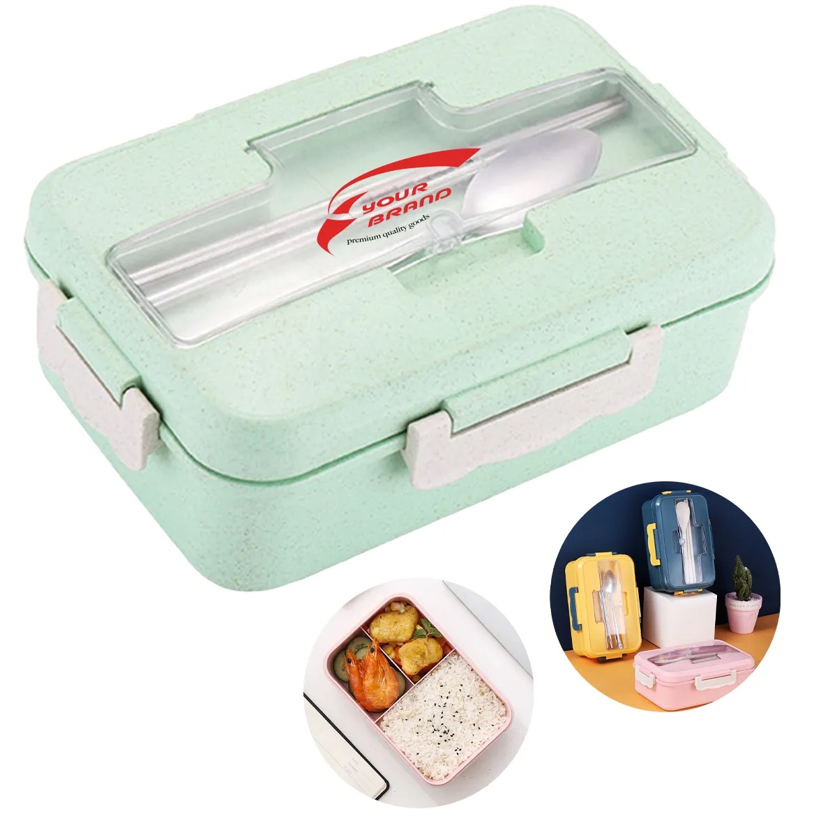 1L Thickened Portable Insulated Lunch Box (With Cutlery Set) 3