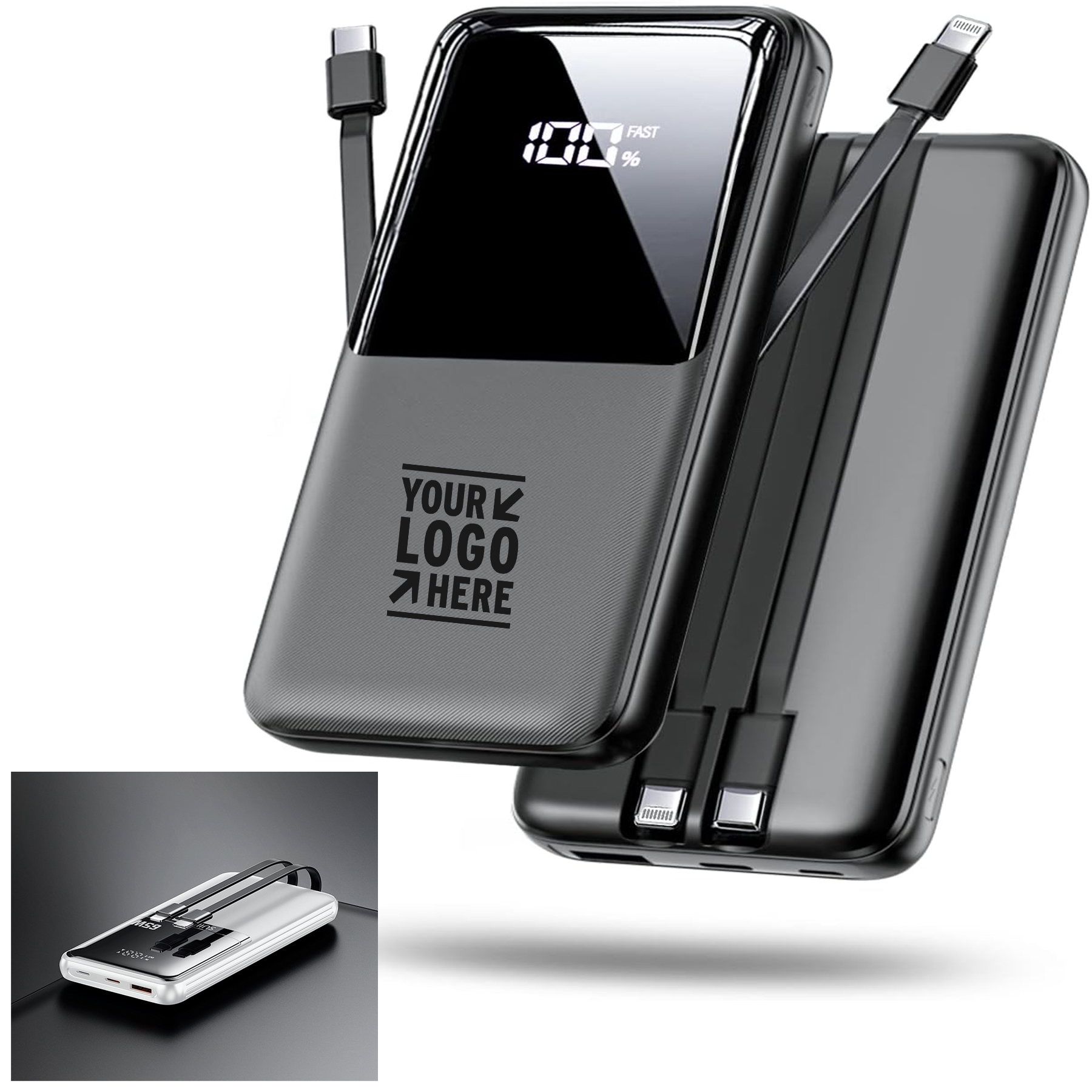 15000mAh Built in USB-C(22.5W) iOS(20W) Output Cable Fast Portable Phone Charger Power Bank   2