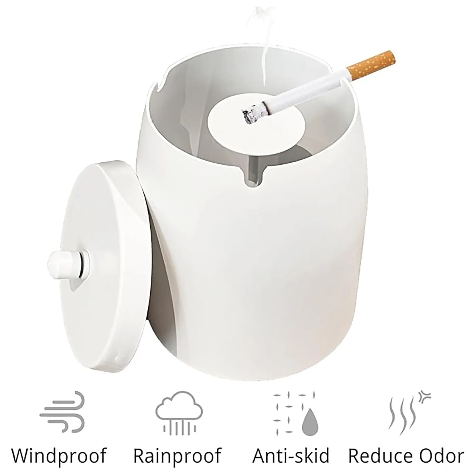 Stainless Steel Ashtray with Lid 12