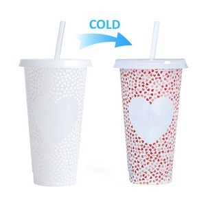 710ml Handy Heart Plastic Color Changing Cup 14