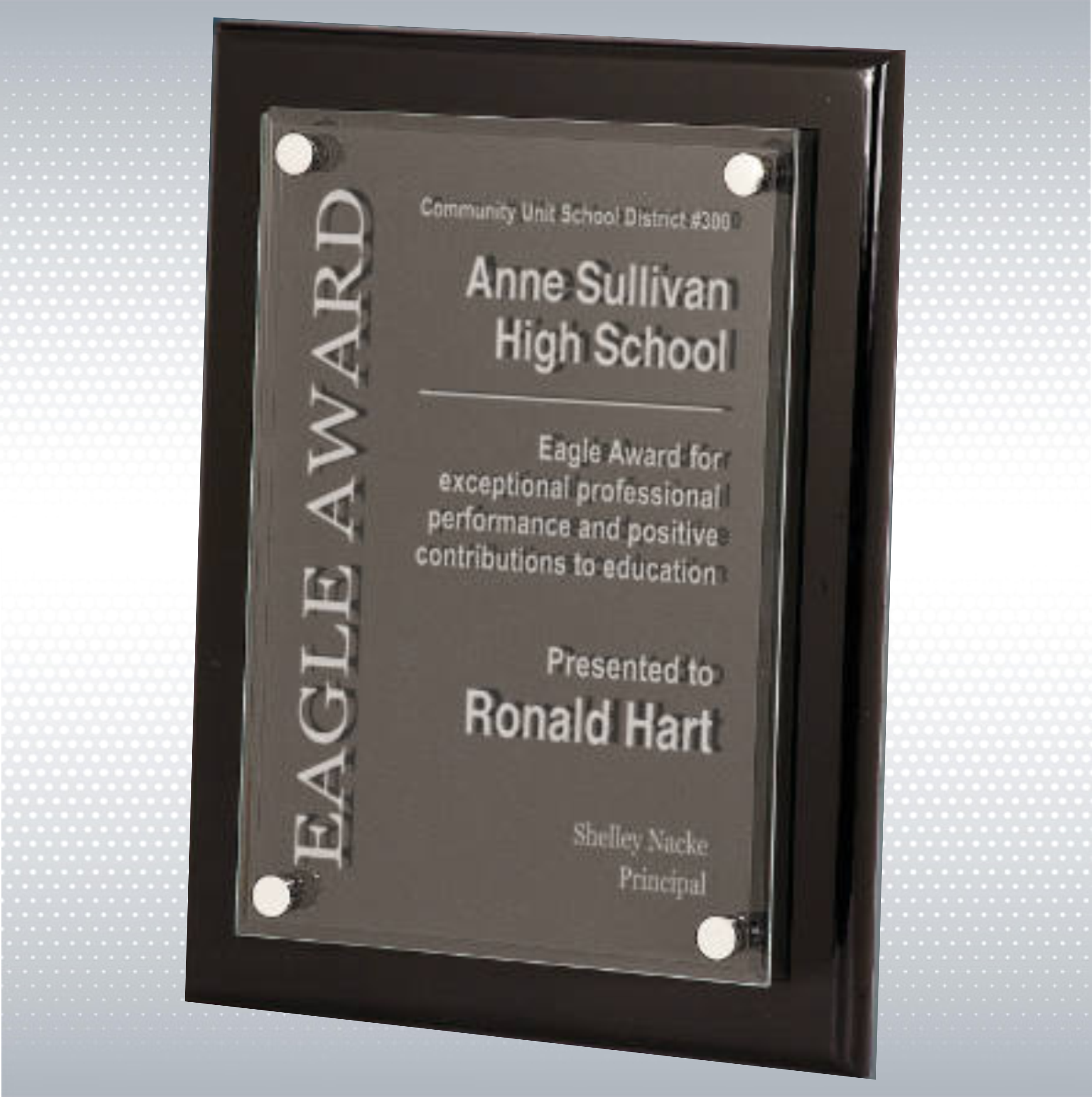 Black Piano Finish Wood Plaque w/Acrylic Plate (10.5" x 13") 8
