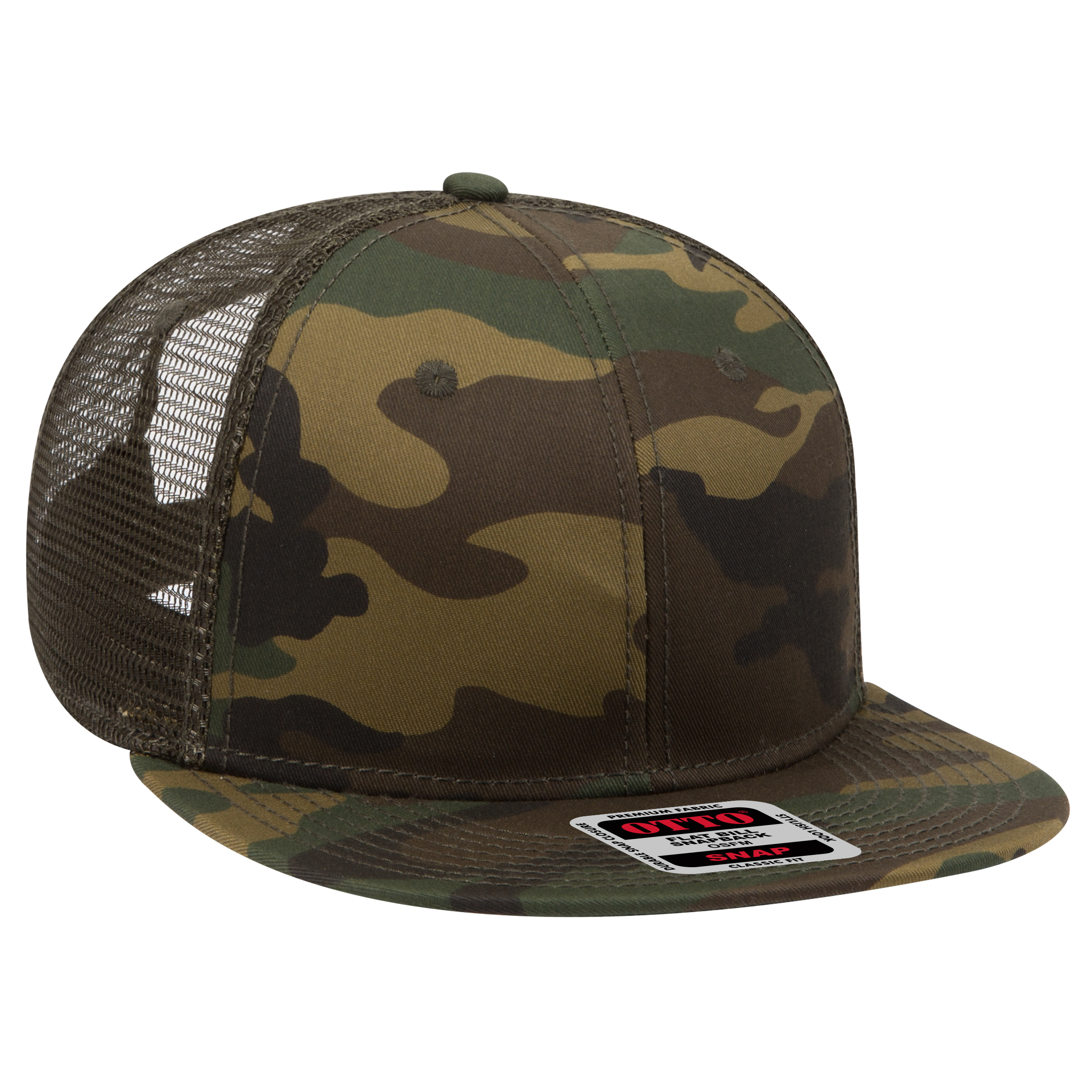 OTTO CAP® OTTO SNAP 6 Panel Pro Style Mesh Back Trucker Snapback Hat 111