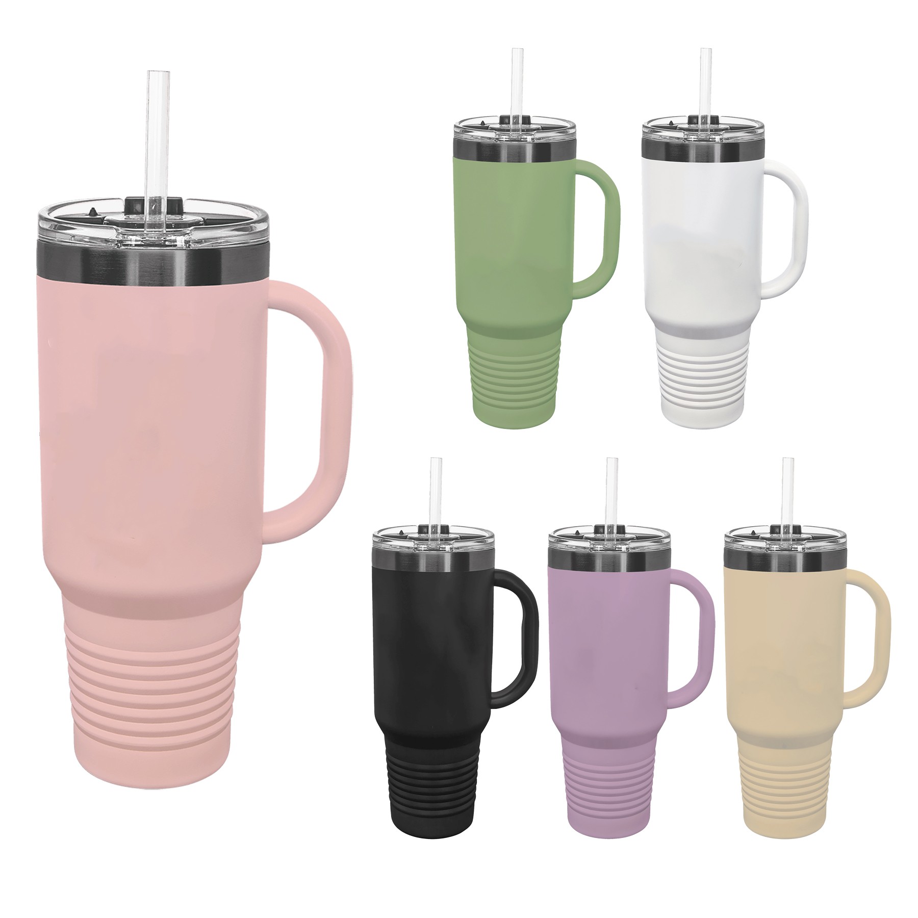 Polar Camel 40oz Ghost Black ION-Plated Travel Mugs w/ Straw 19