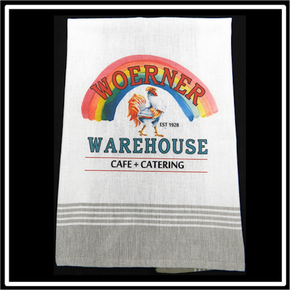 Taupe/White Plaid Kitchen Towel with Custom Print 5