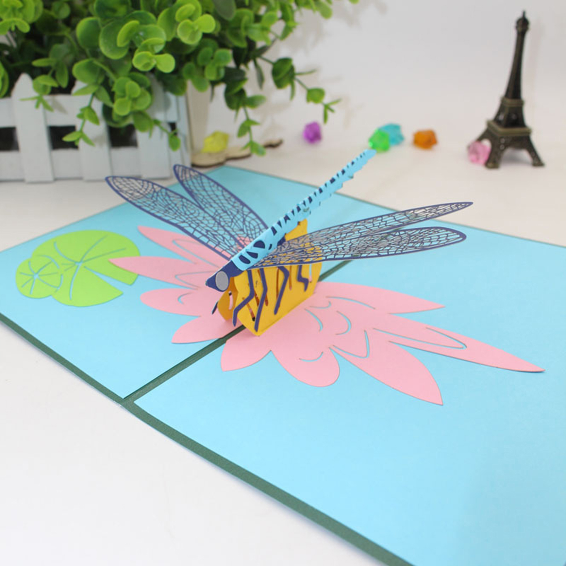 3d Lotus and Dragonfly Card 1