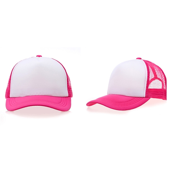 Stock 2-Tone Polyester 5 Panel Mesh Back Cap, Double Row 12