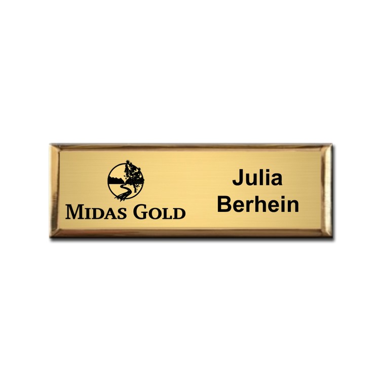 The Trojan Executive Framed full color brass name badge 1"x3" 5