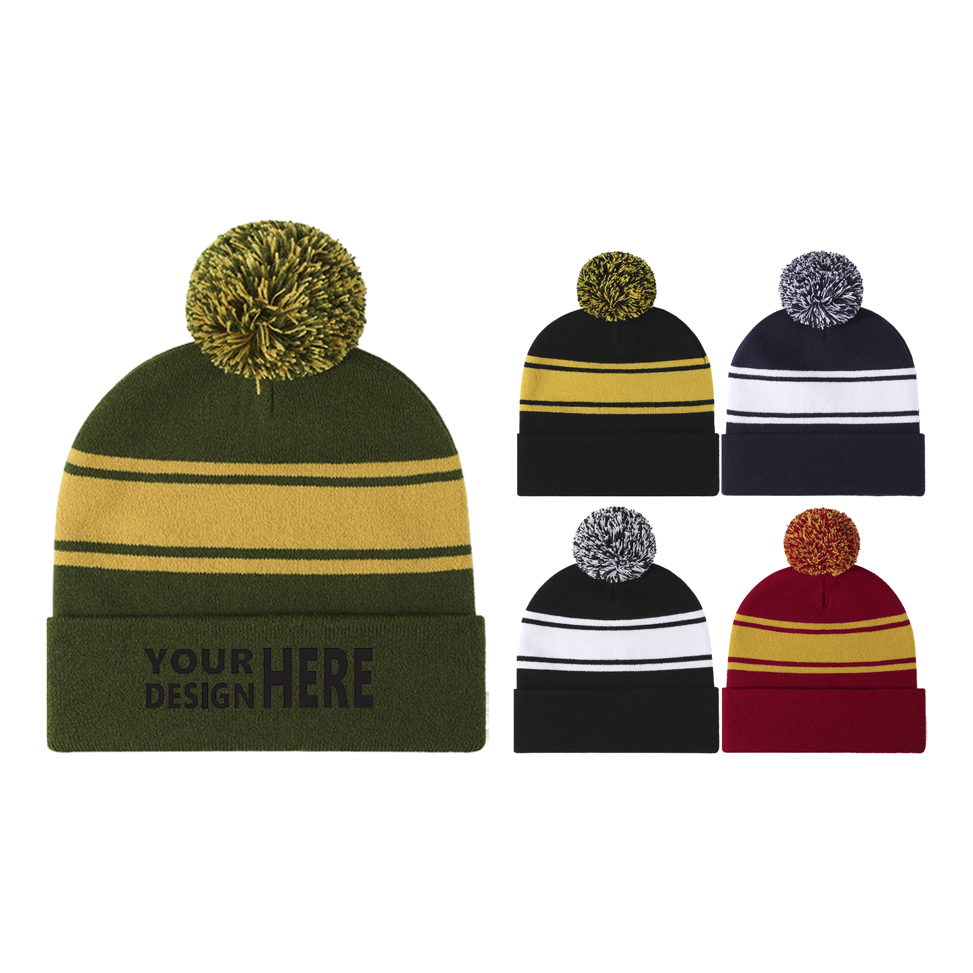 Acrylic Knit Beanie Cap With Pom 2