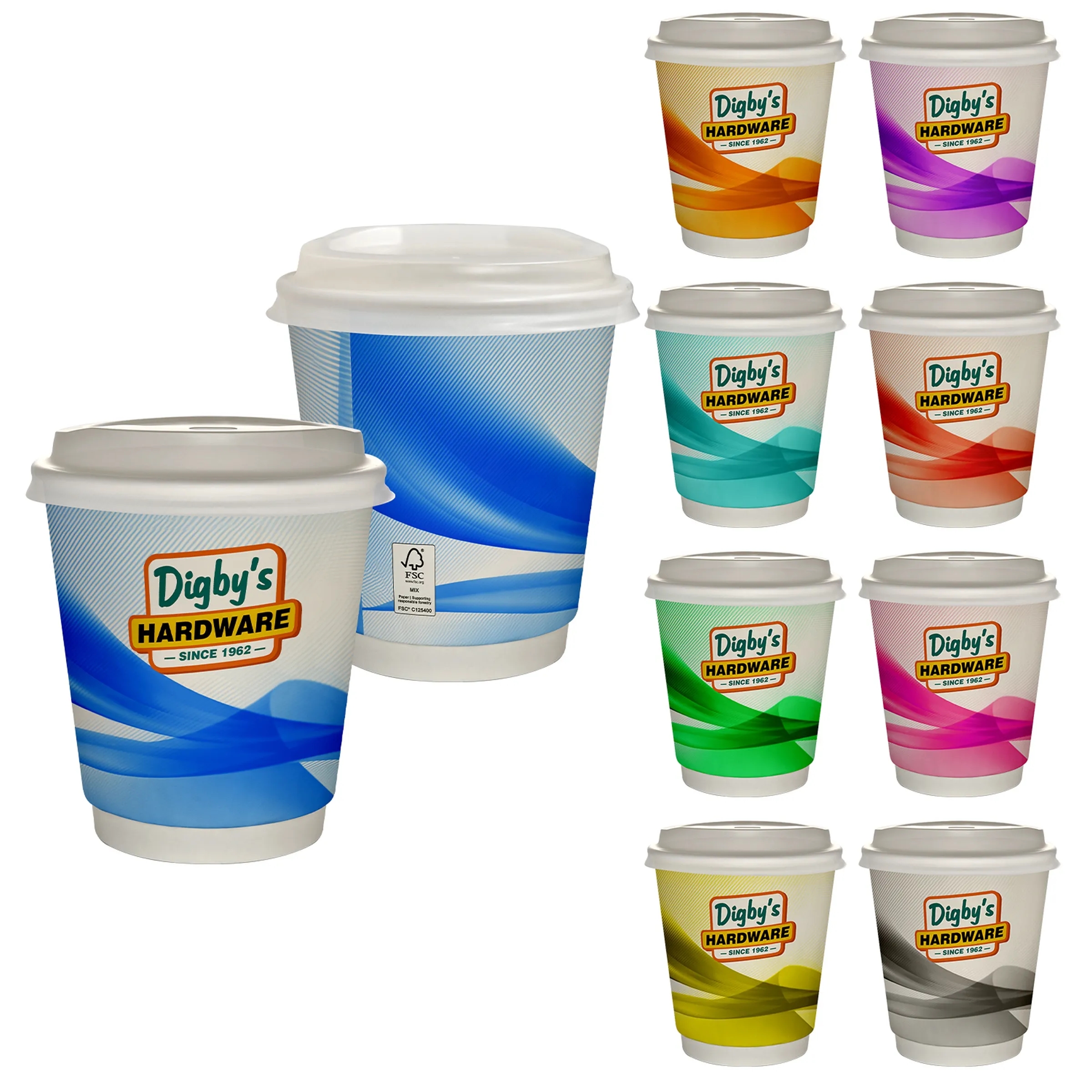 10 oz Full Color Groovy Insulated Paper Cup With Lid